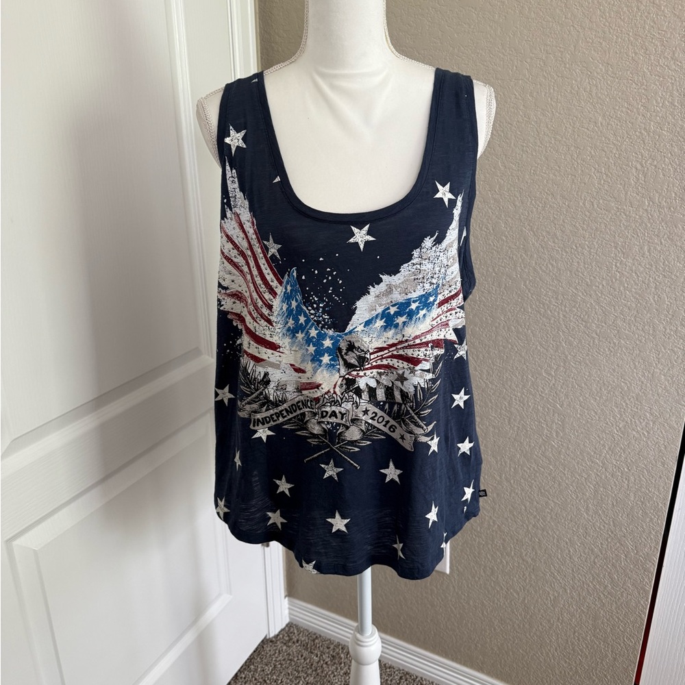 Rock & Republic Navy Star and Flag Tank Top